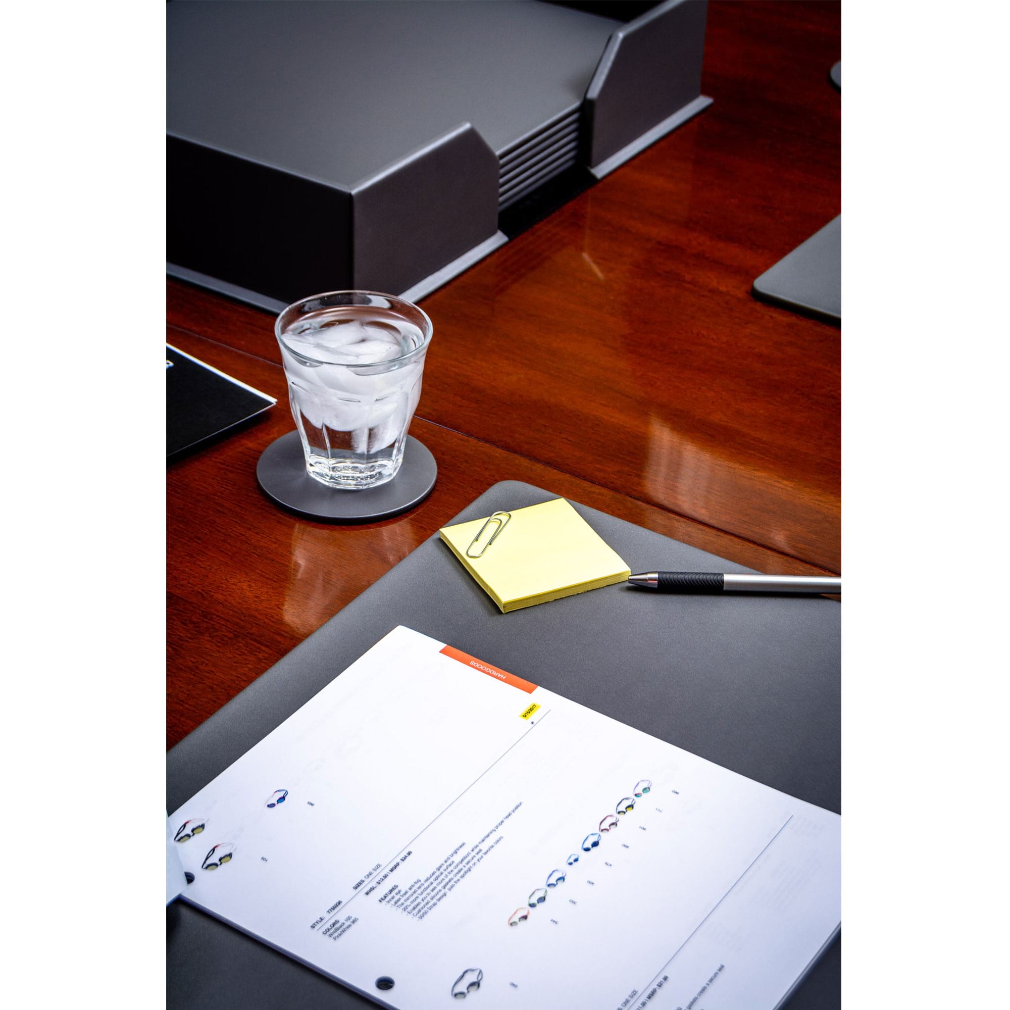 10 Seat Gray Leather Conference Room Set w/ Round Coasters