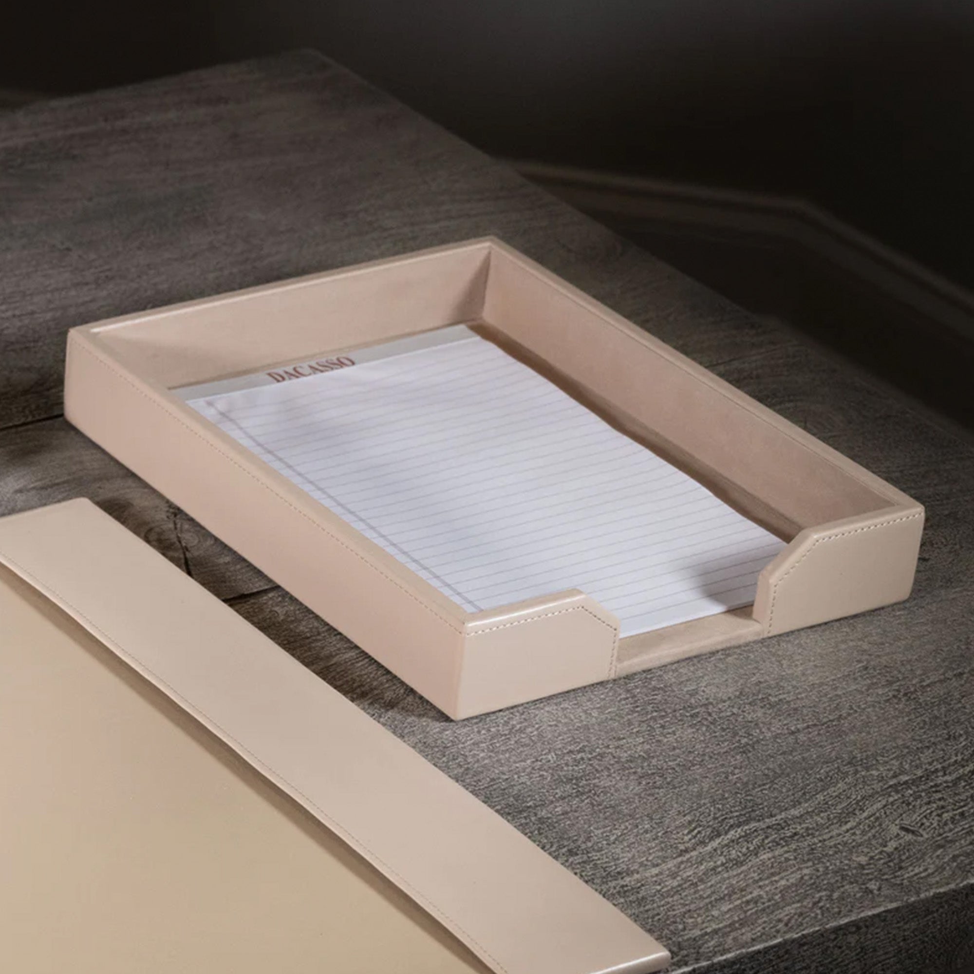 White Latte Bonded Leather 6-Piece Desk Set