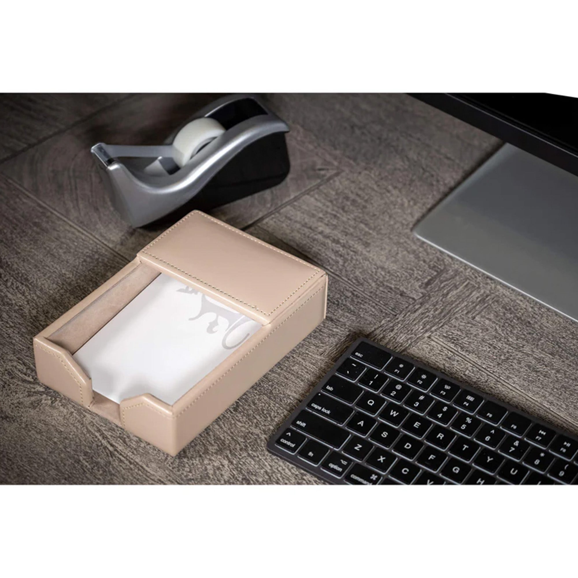 White Latte Bonded Leather 6-Piece Desk Set