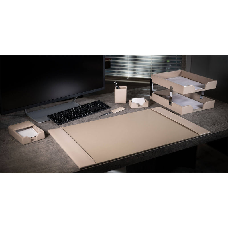 White Latte Bonded Leather 8-Piece Desk Set