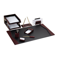 Burgundy Contemporary Leather 10-Piece Desk Set