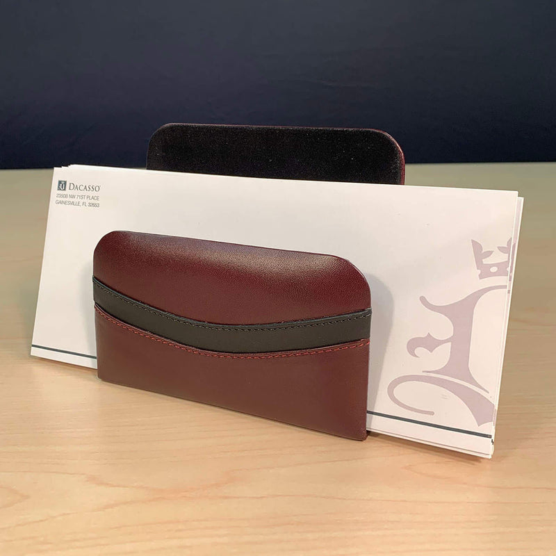 Burgundy Contemporary Leather 10-Piece Desk Set