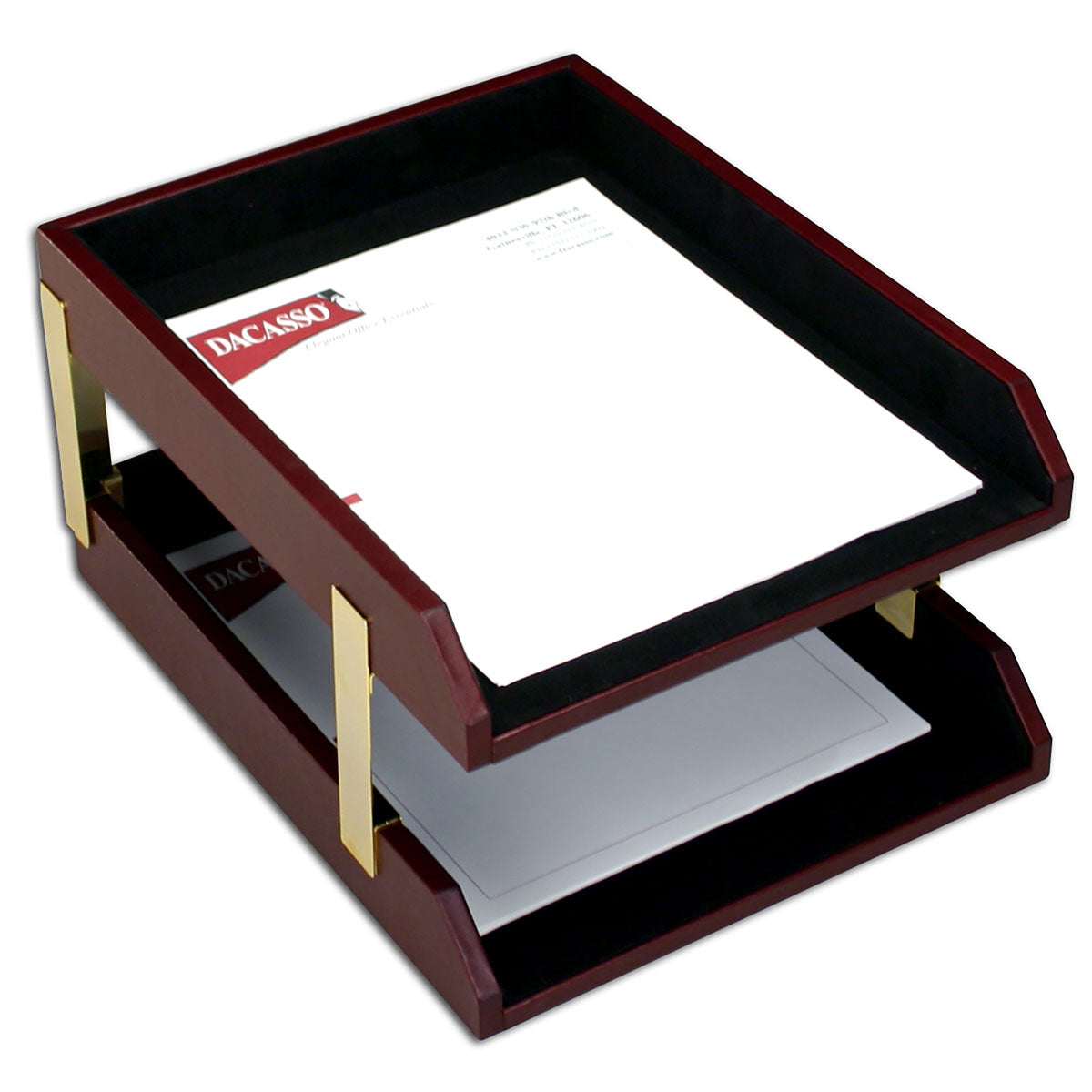 Burgundy Contemporary Leather 10-Piece Desk Set