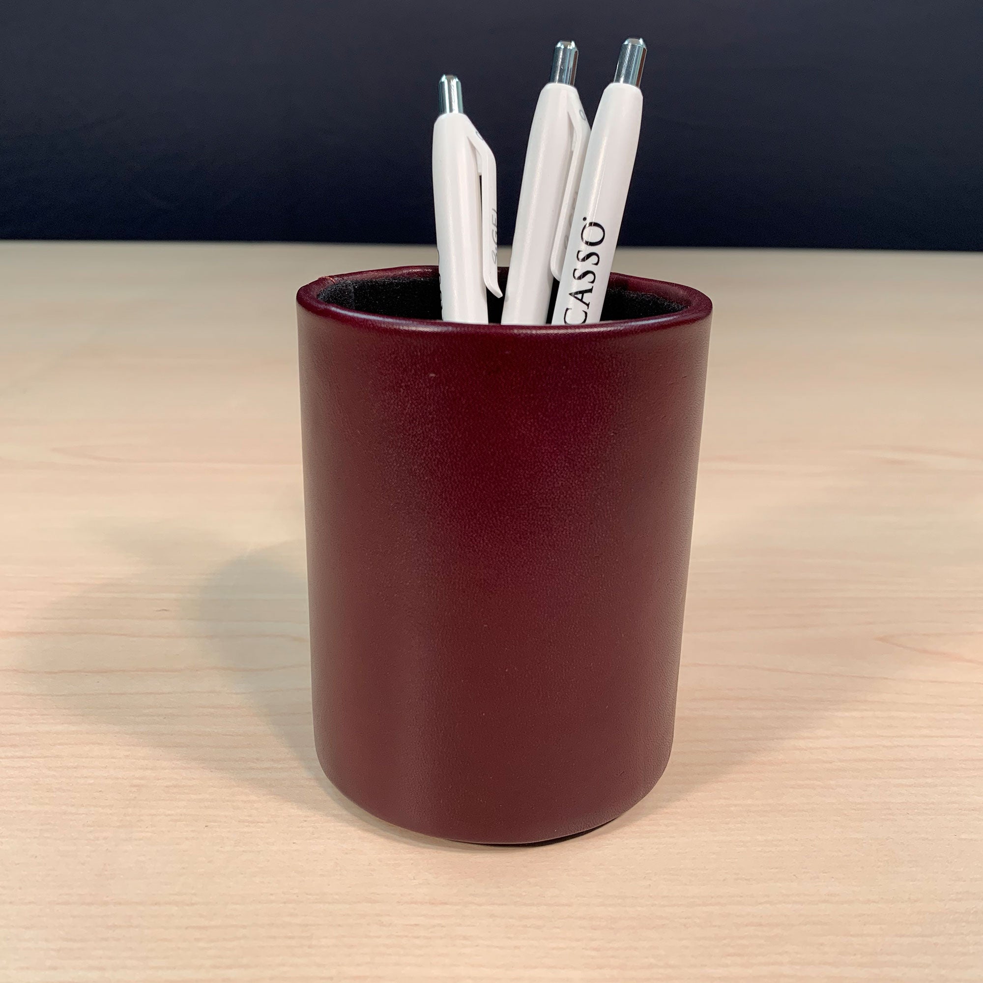 Burgundy Contemporary Leather 3-Piece Desk Set