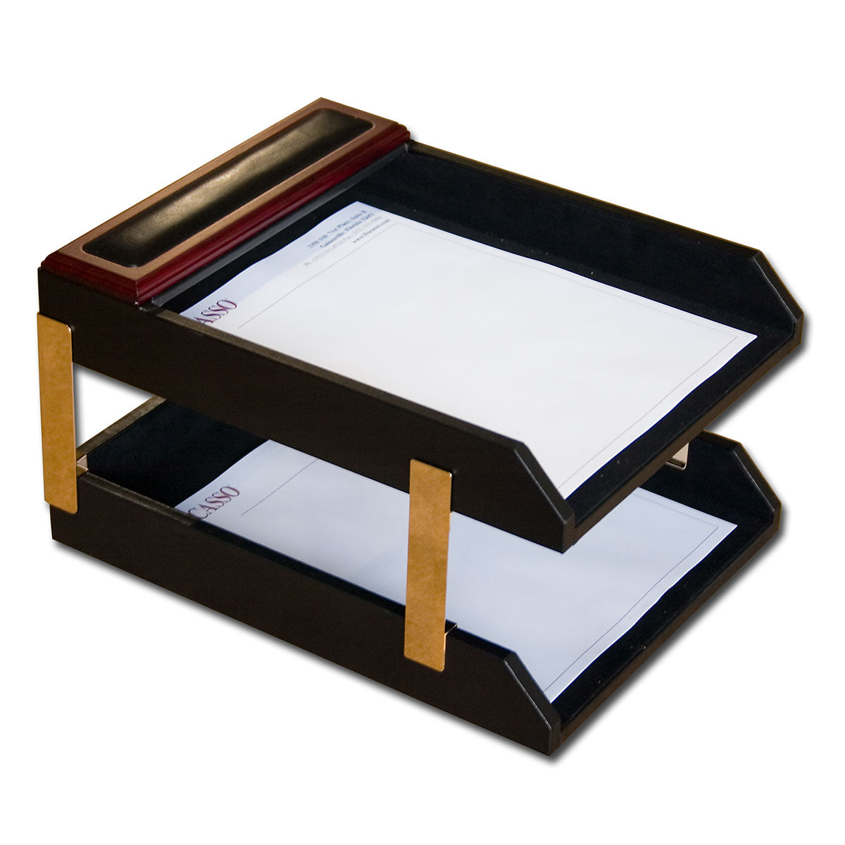 Mahogany (Rosewood) & Black Leather 10-Piece Desk Set