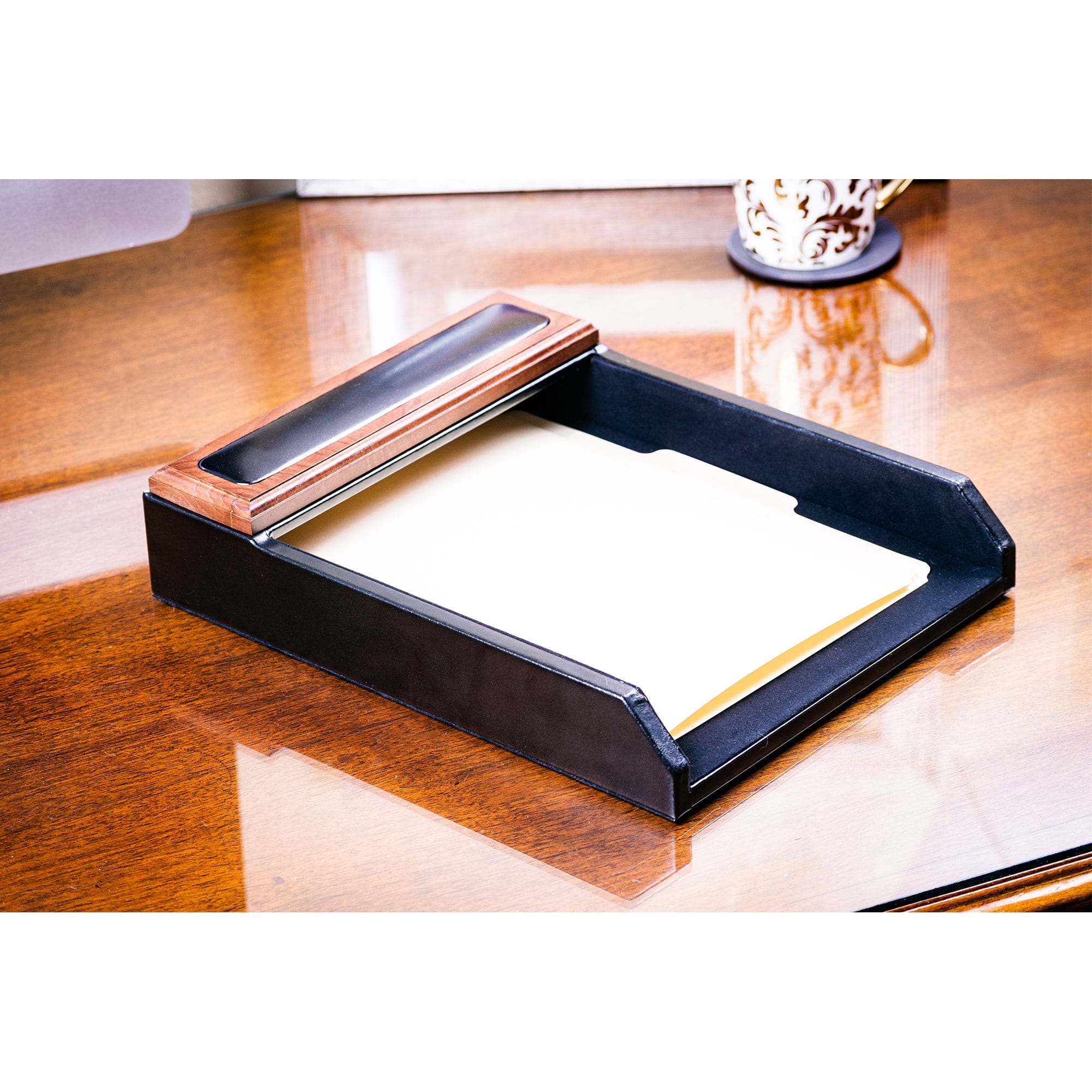 Walnut & Leather 3-Piece Desk Set