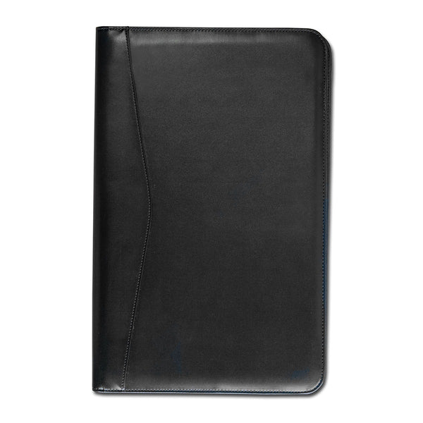 Classic Black Leather Deluxe Zip-Around Portfolio - Legal Size