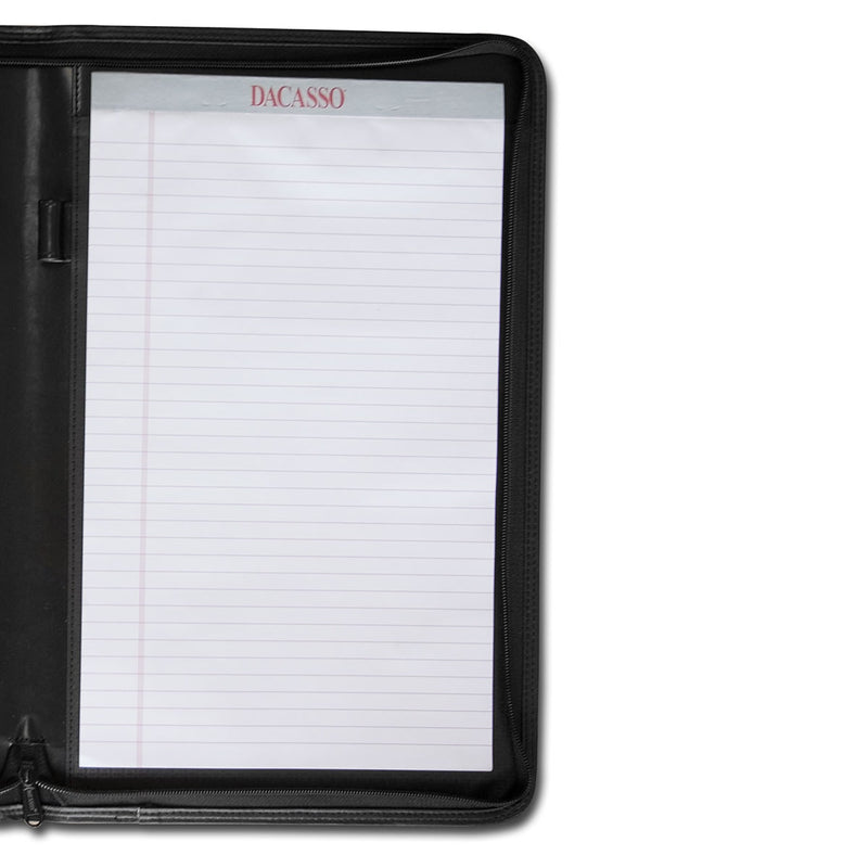 Classic Black Leather Deluxe Zip-Around Portfolio - Legal Size