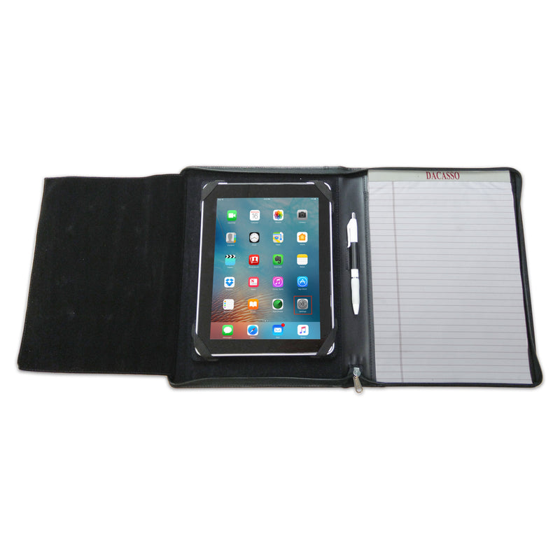 Black Leather Enhanced Zip-Around Tablet Portfolio