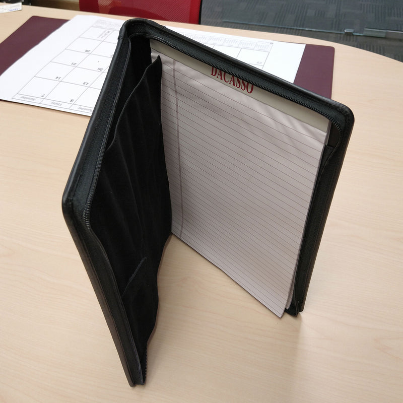 Black Leather Enhanced Zip-Around Tablet Portfolio