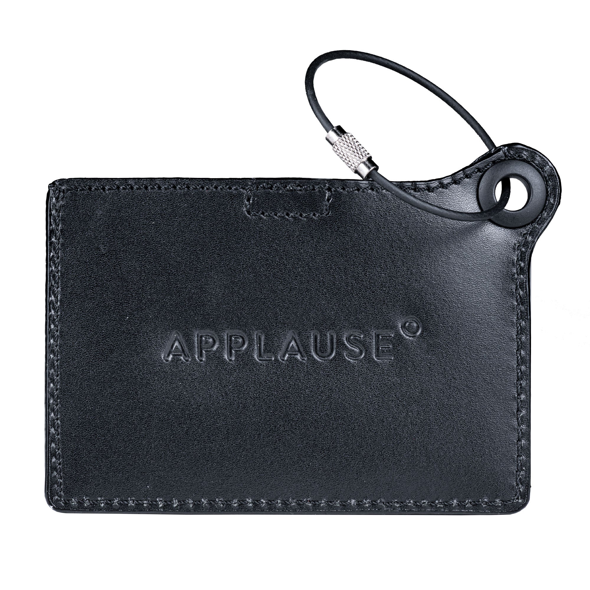 Travelers Envy Leather Luggage Tag with Metal Cable - Black