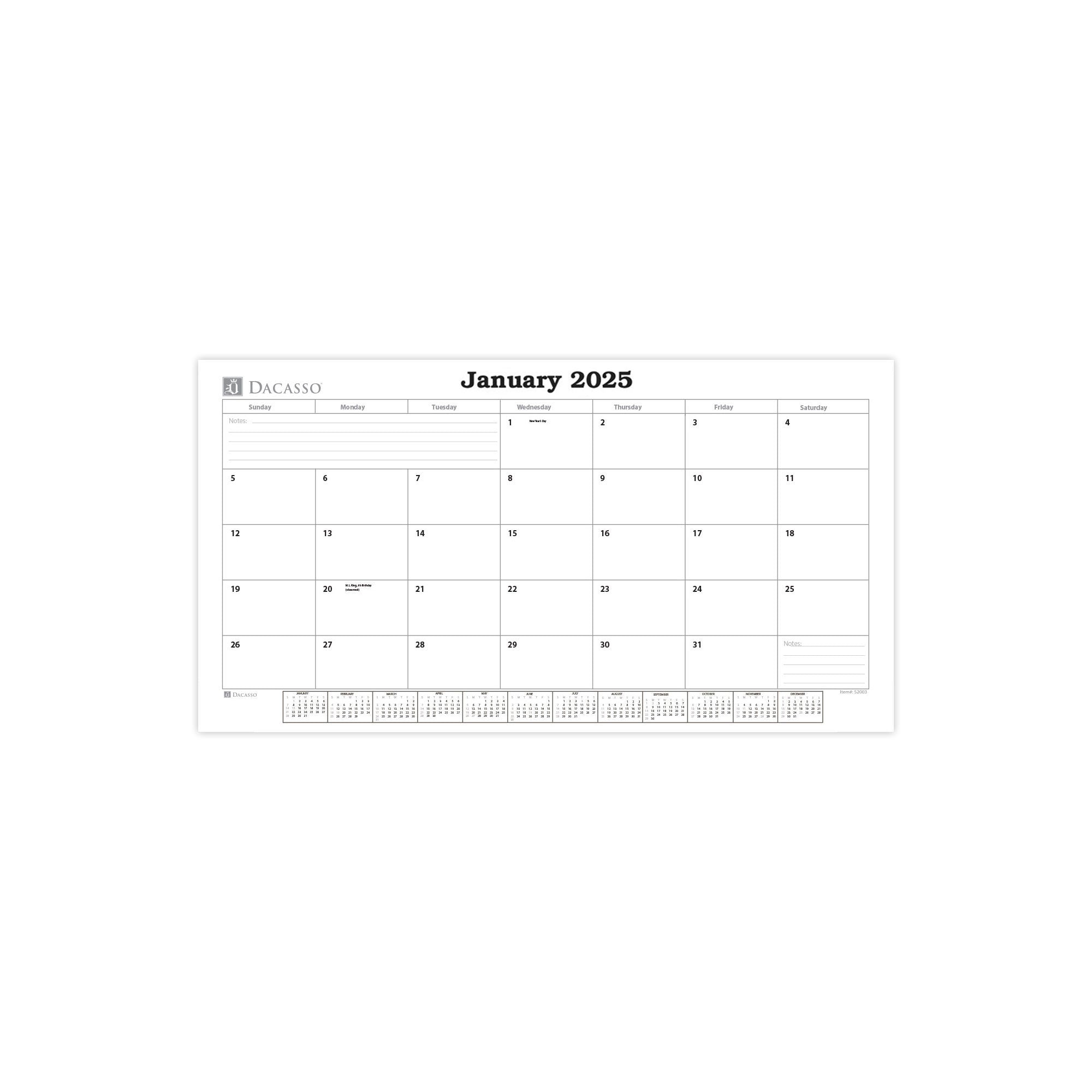 Black Leather Wall Calendar w/ 2025 Insert