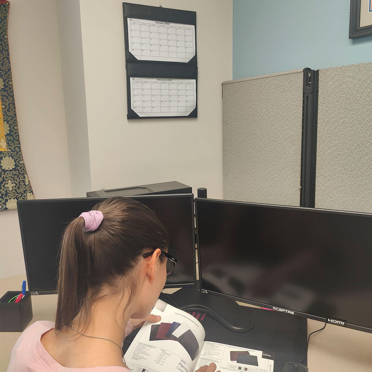 Black Leather Wall Calendar w/ Insert