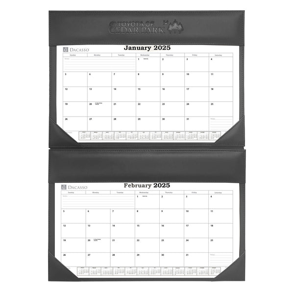 Black Leather Double Wall Calendar w/ 2025 Insert