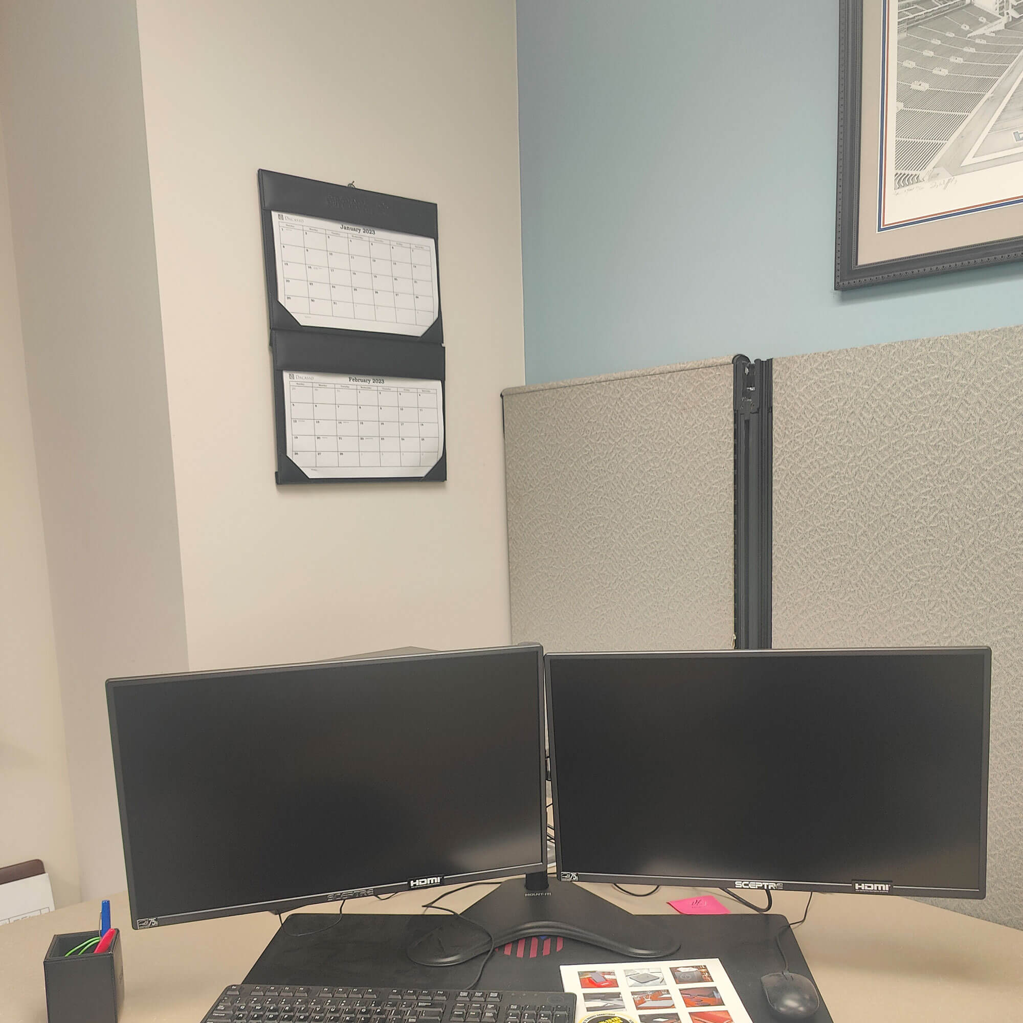 Black Leather Double Wall Calendar w/ Insert