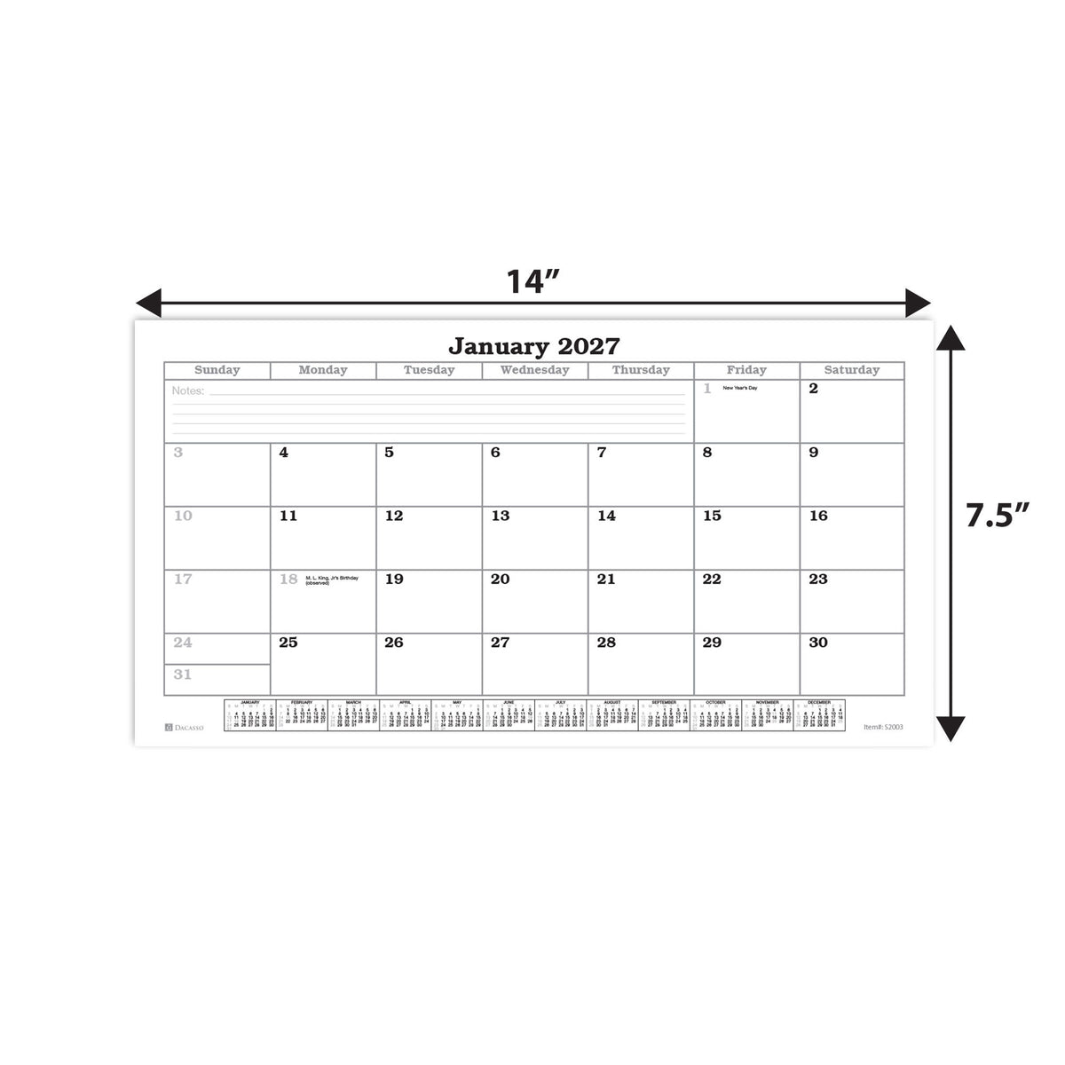 Black Leather Double Wall Calendar w/ Insert