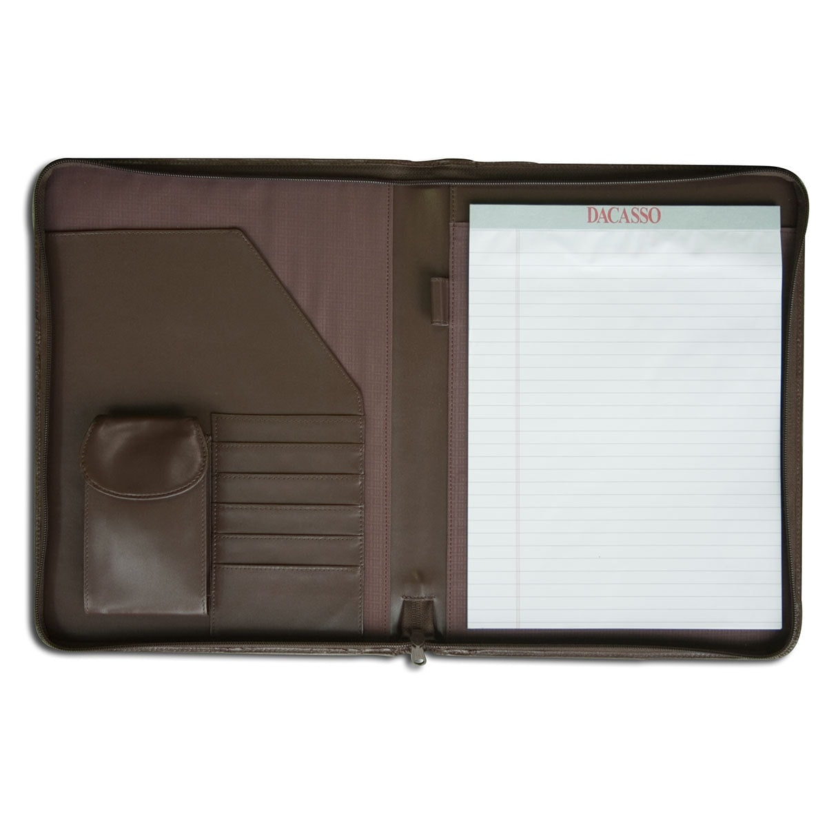 Chocolate Brown Leather Deluxe Letter-Size Zip-Around Portfolio