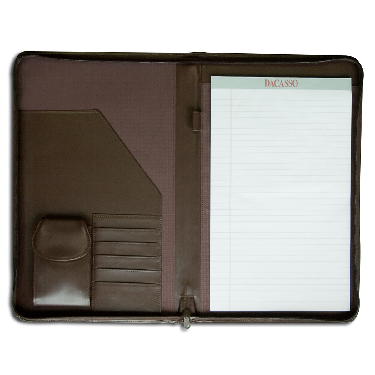 Chocolate Brown Leather Deluxe Zip-Around Portfolio - Legal Size