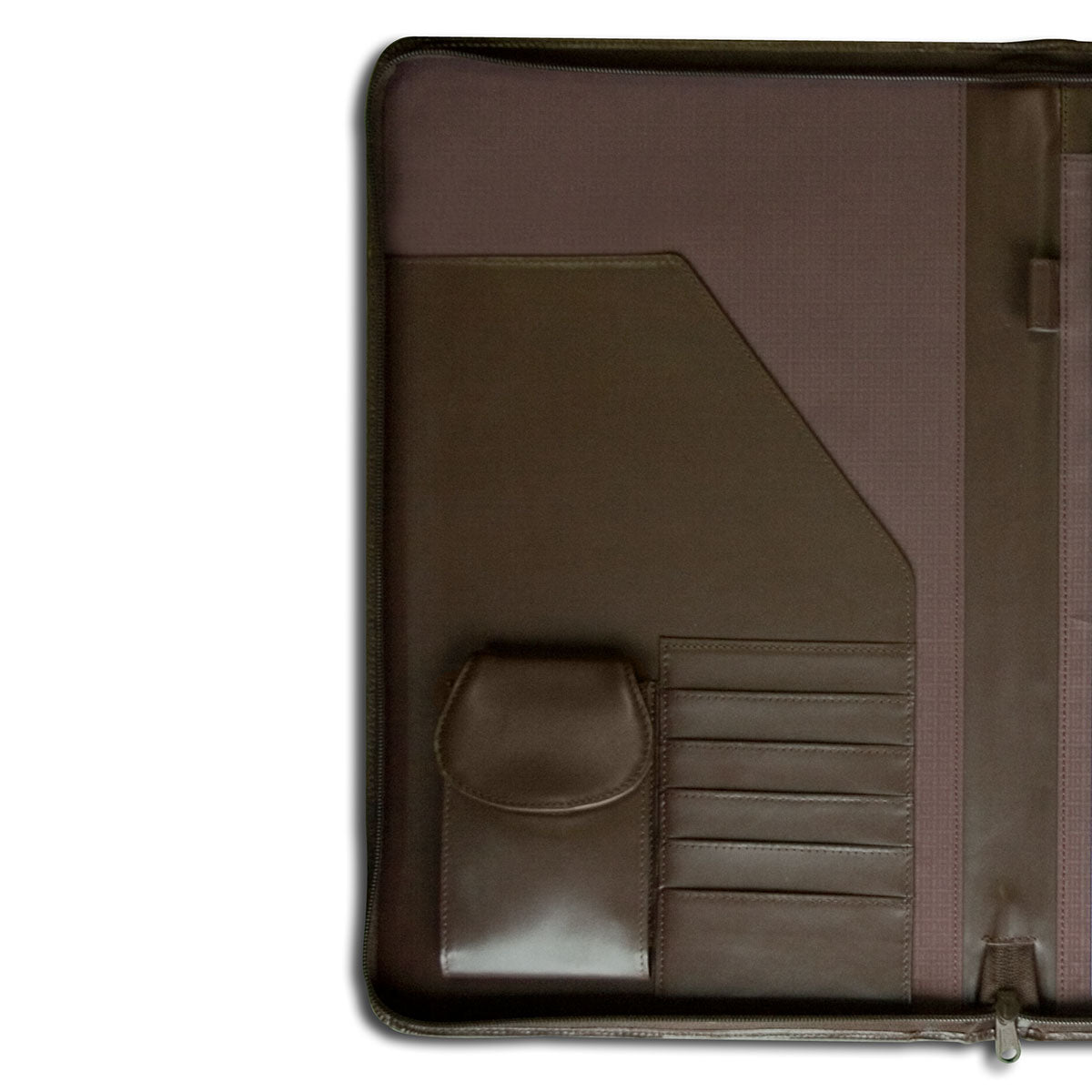 Chocolate Brown Leather Deluxe Zip-Around Portfolio - Legal Size
