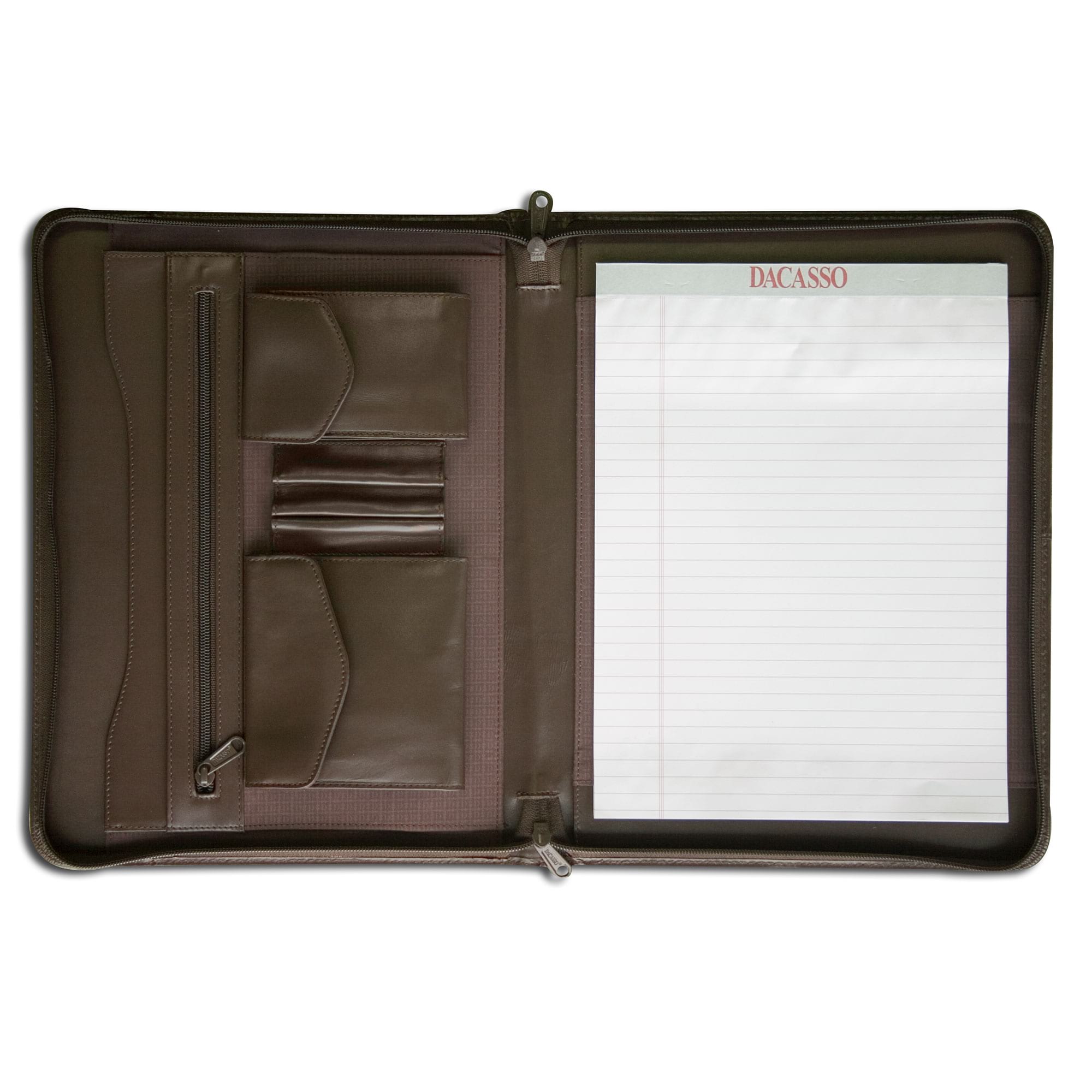 Chocolate Brown Leather Enhanced Zip-Around Portfolio