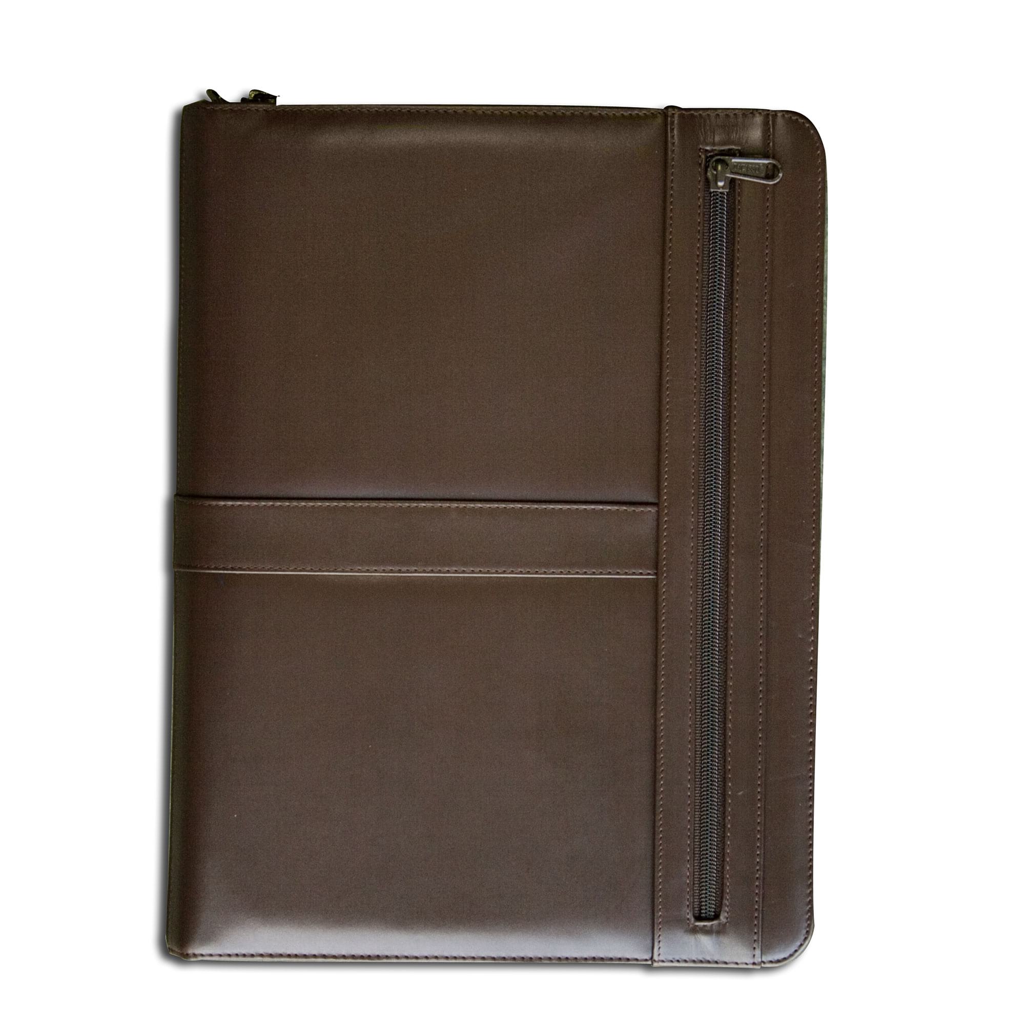 Chocolate Brown Leather Enhanced Zip-Around Portfolio