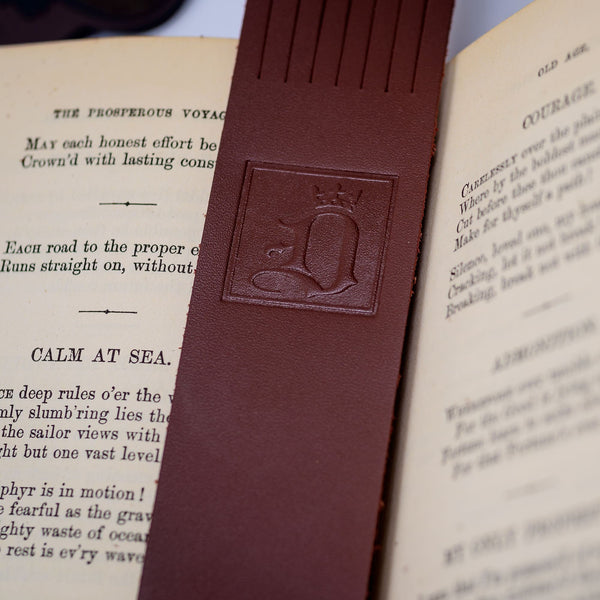 Custom Top-Grain Leather Bookmark - Chocolate Brown