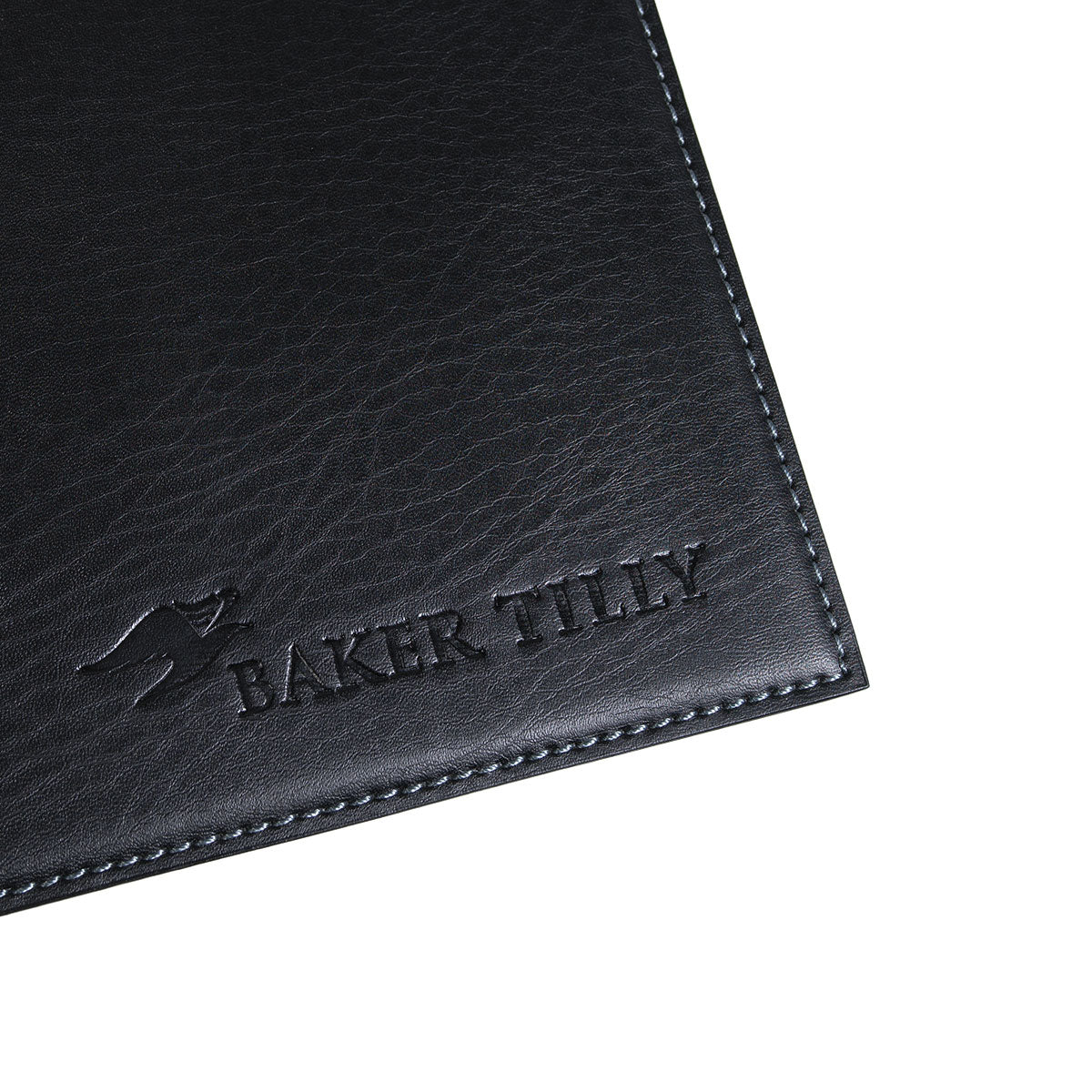 Black 17" x 12" Leatherette Square Corner Placemat w/ White Stitching