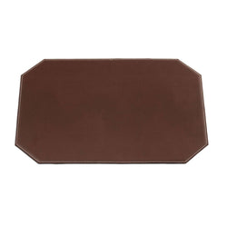 Brown 17" x 12" Leatherette Cut Corner Placemat w/ White Stitching