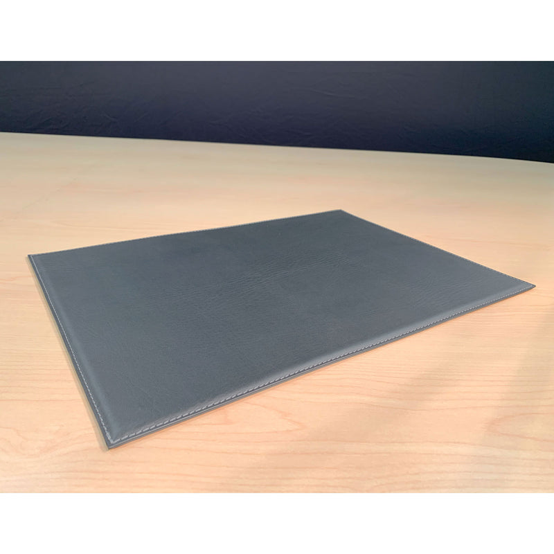 Gray 17" x 12" Leatherette Square Corner Placemat w/ White Stitching