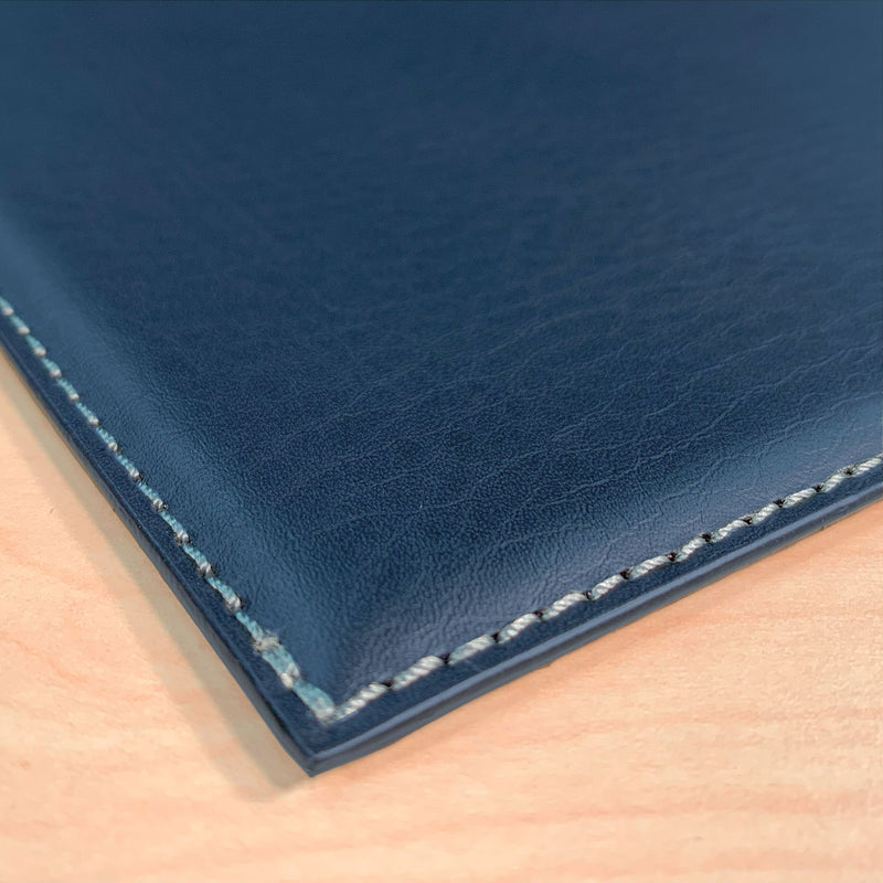 Navy Blue 17" x 12" Leatherette Square Corner Placemat w/ White Stitching