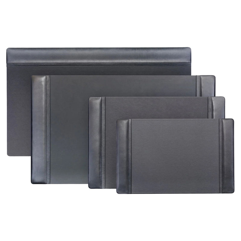 Black Leather 34 x 20 Side-Rail Desk Pad