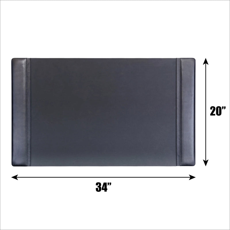 Black Leather 34 x 20 Side-Rail Desk Pad