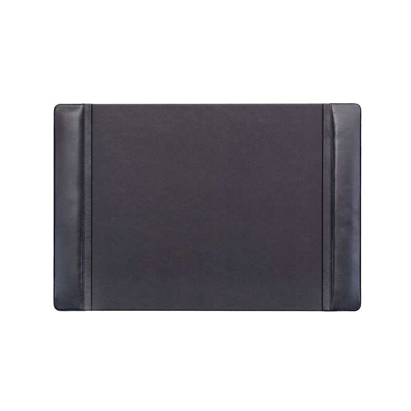 Black Leather 25.5" x 17.25" Side-Rail Desk Pad