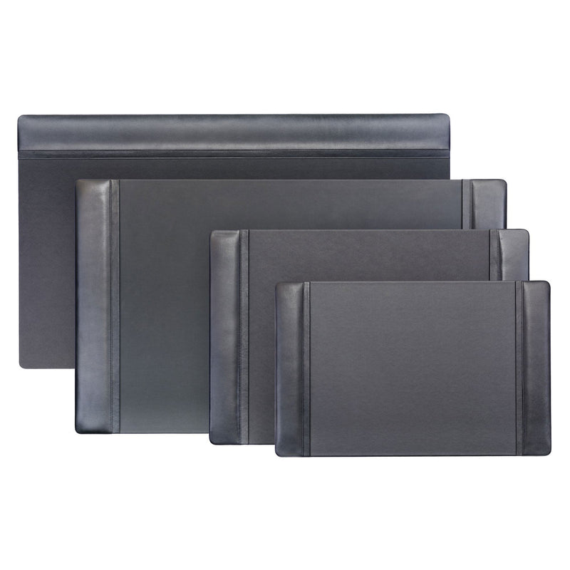 Black Leather 25.5" x 17.25" Side-Rail Desk Pad