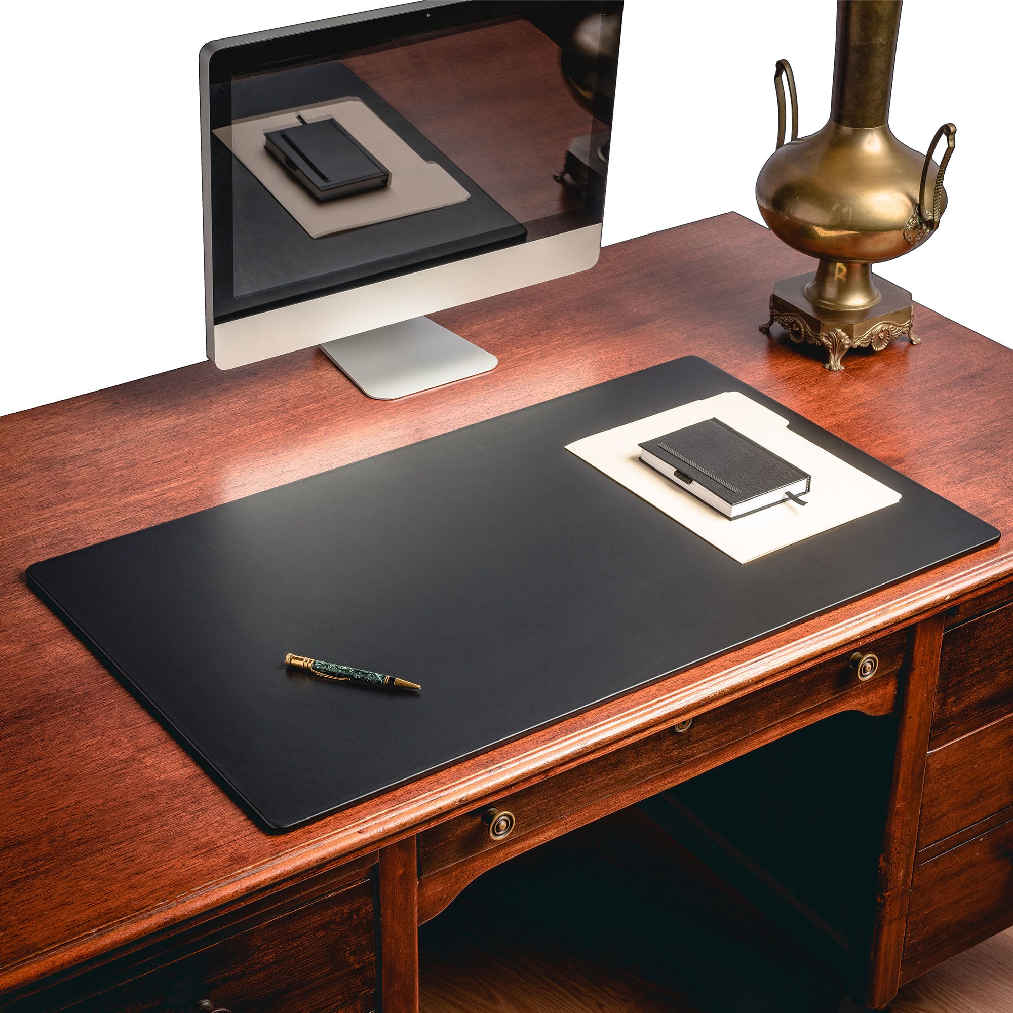 Black Leather 38" x 24" Desk Mat without Rails
