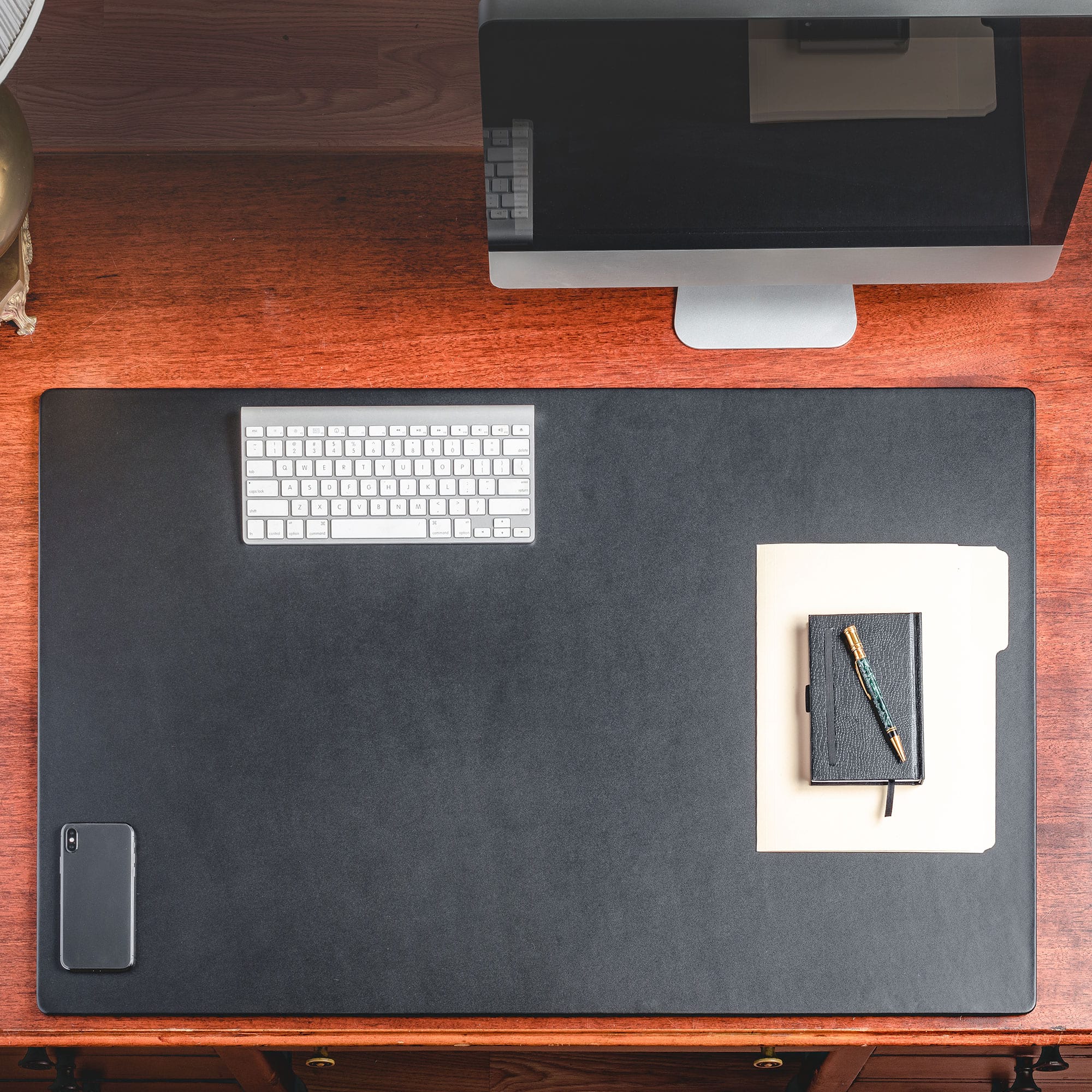 Black Leather 38" x 24" Desk Mat without Rails