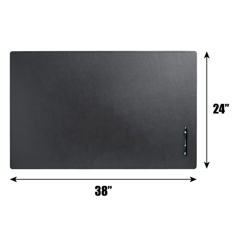 Black Leather 38" x 24" Desk Mat without Rails