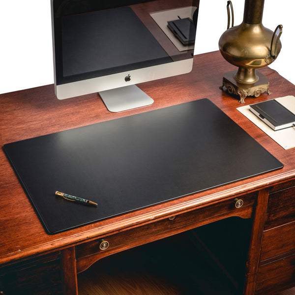 Classic Black Leather 34" x 20" Desk Mat without Rails