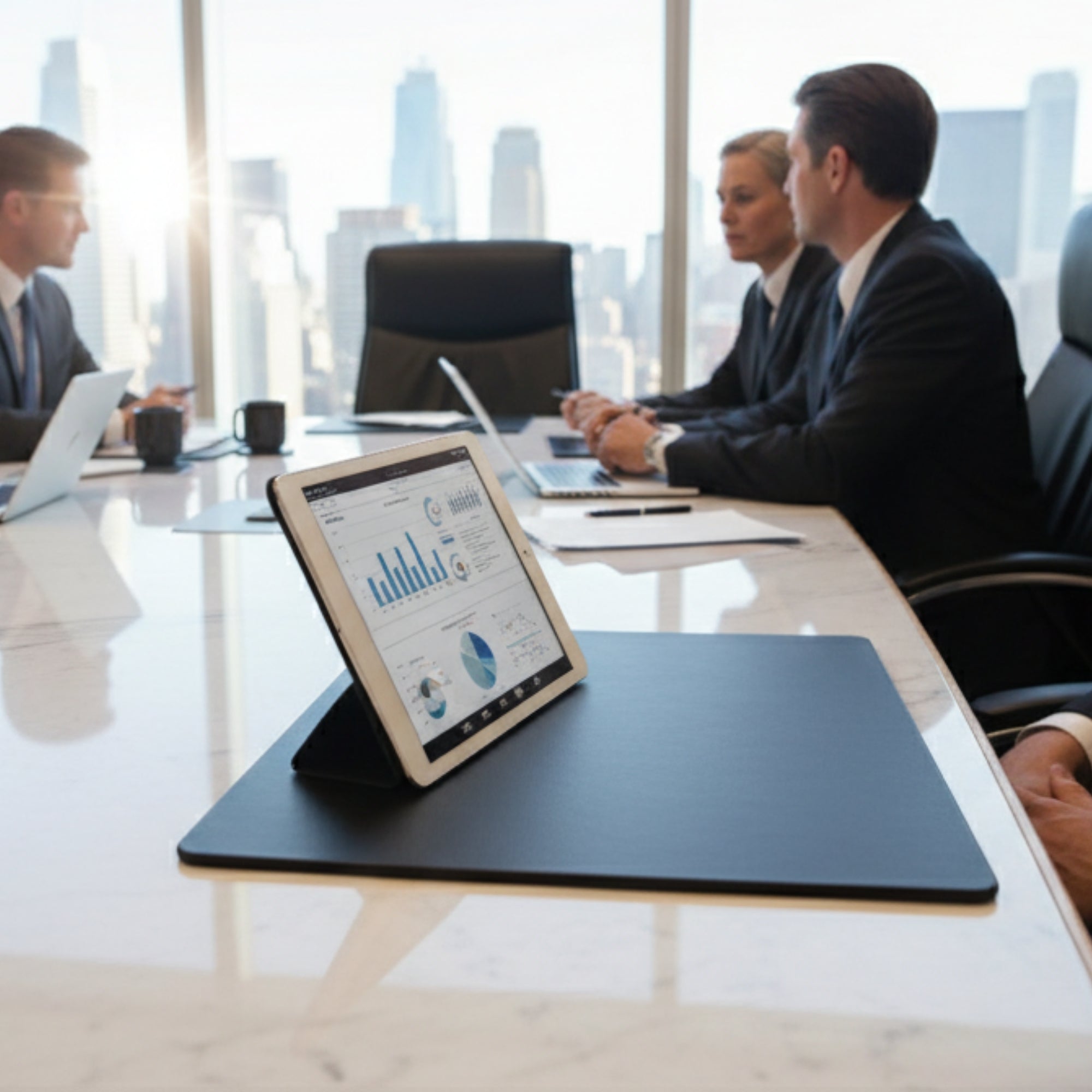 Black Leatherette 17 x 14 Conference Table Pad