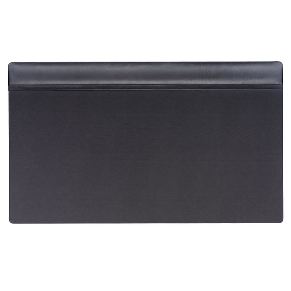 Classic Black Leather 34" X 20" Top-Rail Desk Pad