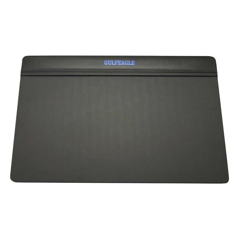 Classic Black Leather 34" X 20" Top-Rail Desk Pad