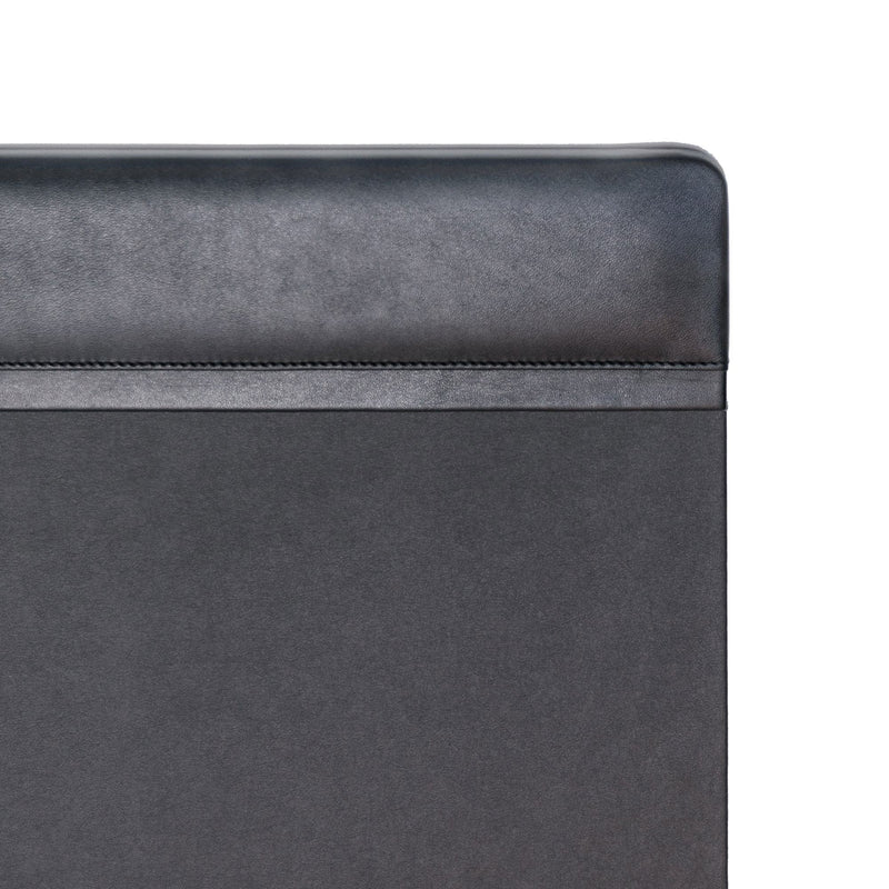 Classic Black Leather 34" X 20" Top-Rail Desk Pad