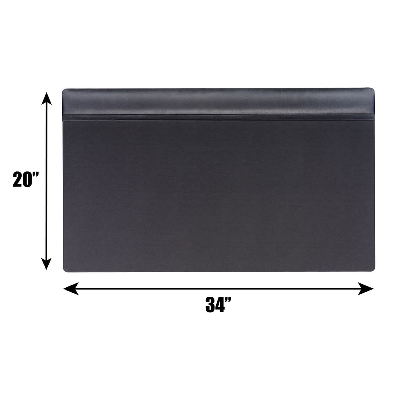 Classic Black Leather 34" X 20" Top-Rail Desk Pad