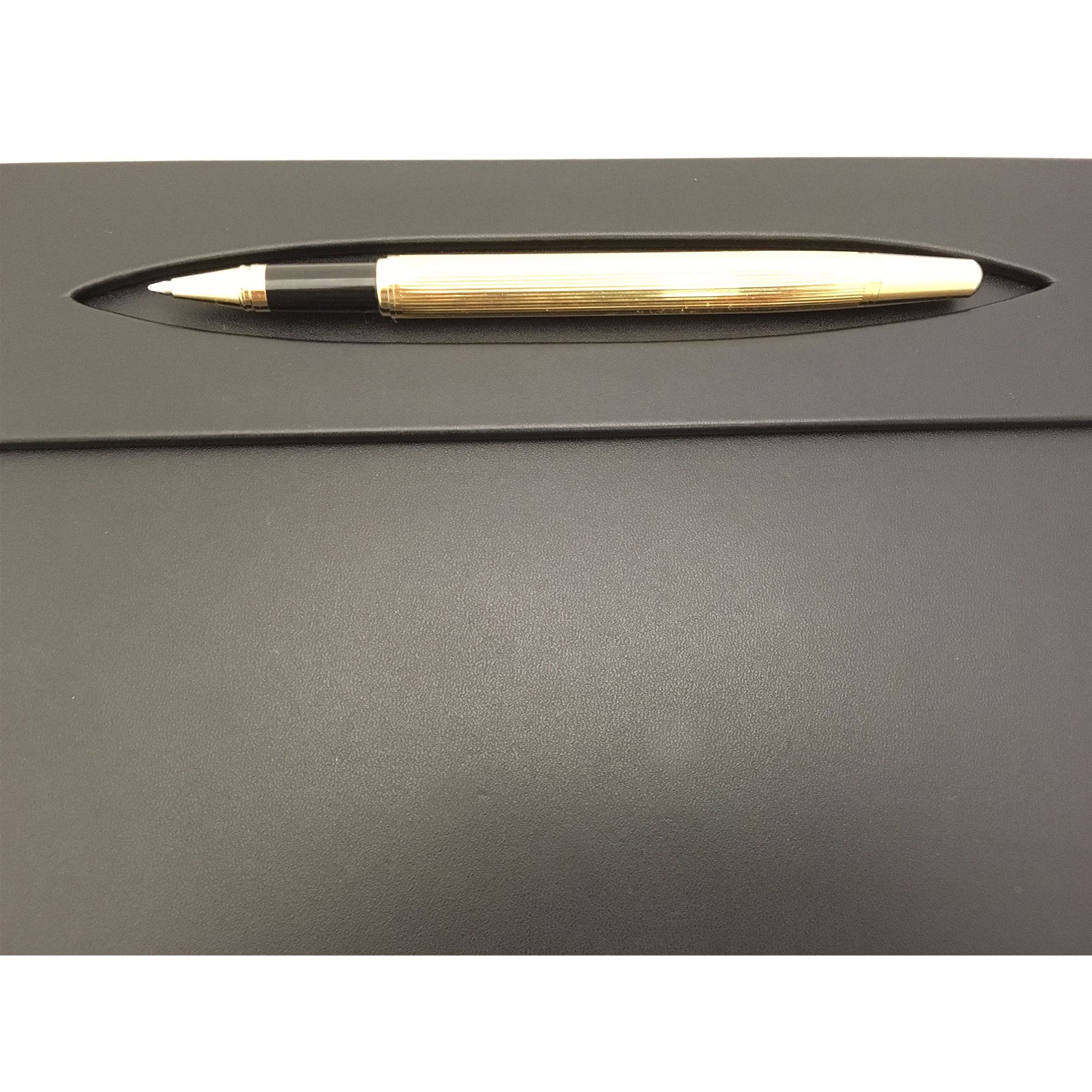 Classic Black Leather Conference Pad with Top-Rail Pen Well, 17 x 14