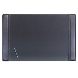 Black Leather 38" x 24" Side-Rail Desk Pad