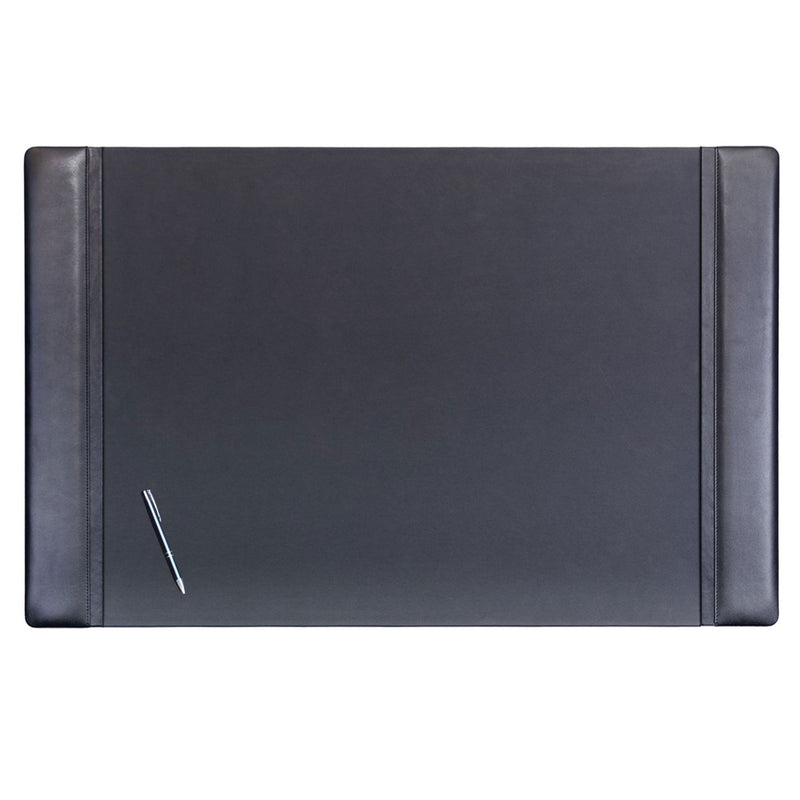 Black Leather 38" x 24" Side-Rail Desk Pad