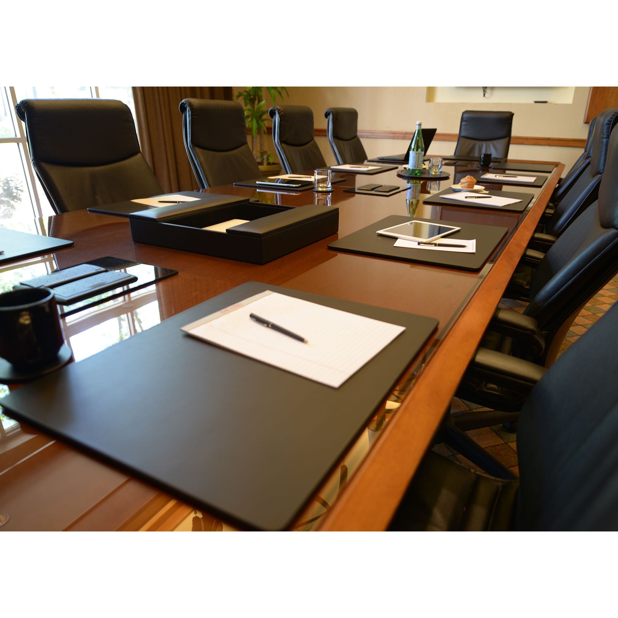 Black Leather 20 x 16 Conference Table Pad