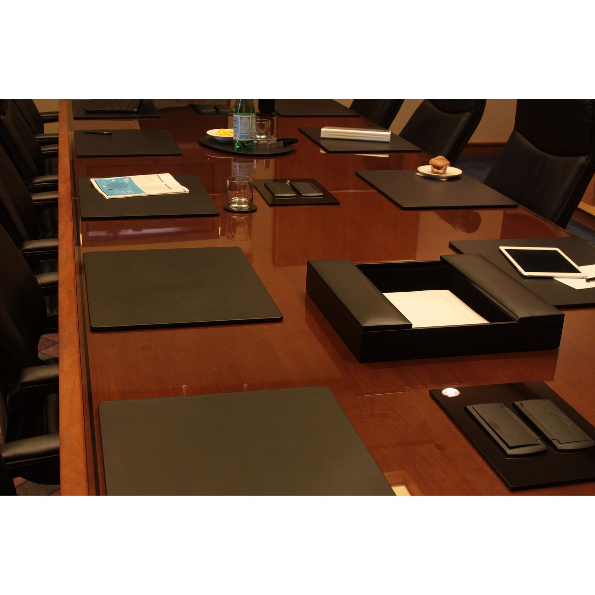 Black Leather 20 x 16 Conference Table Pad