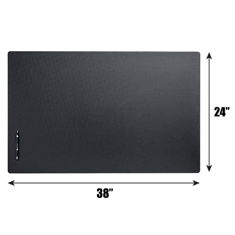 Black Leatherette 38" x 24" Desk Mat without Rails