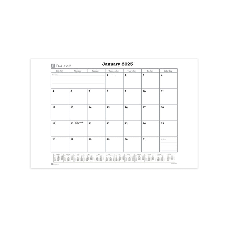 Black Leather Desk Pad w/ 2025 Calendar Insert, 25.5 x 17.25